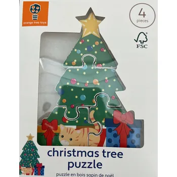 Puzzle Puzzle Orange Tree Toys 4 dílky Dřevěná skládačka ve tvaru vánočního stromku