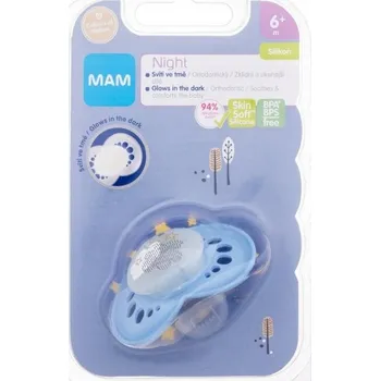 dudlíky Mam - Noční silikonový dudlík 6m+ Sky - Pro děti, 1 ks