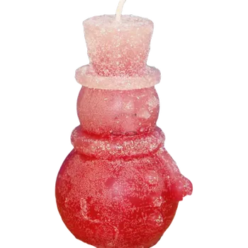 Svíčka Svíčka SNĚHULÁK CYLINDR - třpyt ledově červená