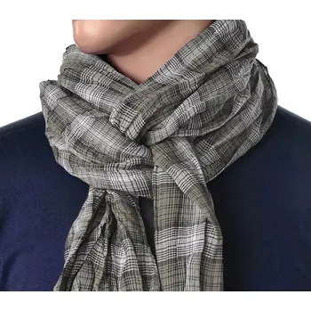 Šátek PŘÍRODNÍ BAVLNA 100% Mačkaný Velký Šátek Zelený Pánský GREG bw04