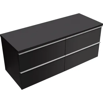 Koupelnový nábytek CERANO - Koupelnová skříňka pod umyvadlo s úchytkou/deskou pod umyvadlo Velora - 36 mm - černá matná, chromová úchytka - 119x53x45,2 cm