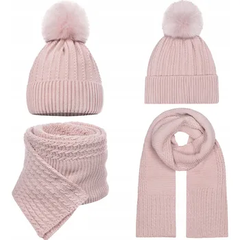 Čepice Majka komplet čepice, šátek, univerzální velikost, růžová