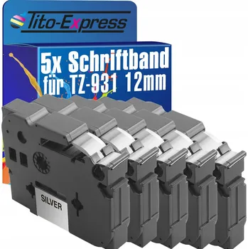 Pásek do tiskárny 5x Páska do BROTHER TZ931 12mm 8m TZe931 stříbrná