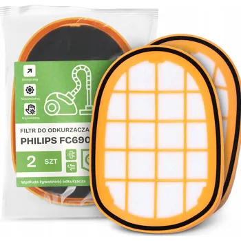 Filtr do vysavače 2x FILTR do VYSAVAČE Philips FC6908 Vzduchový Pěnový PRO MOKRÉ A SUCHÉ VYSÁVÁNÍ EM-W