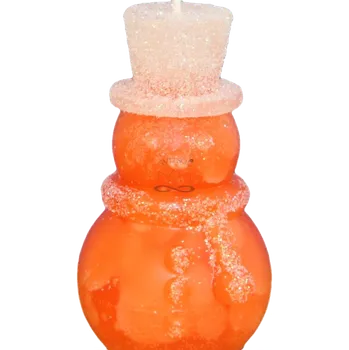 Svíčka Svíčka SNĚHULÁK CYLINDR – třpyt ledově oranžová, vanilka-pome...