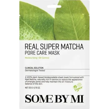 Pleťová maska Some By Mi Sada pleťových masek na rozšířené póry Real Super Matcha (Pore Care Mask) 20 x 20 g + 2 měsíce na vrácení zboží