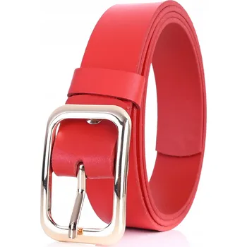 Opasek KOŽENÝ Dámský Pásek 3 cm ZLATÁ PŘEZKA Červený