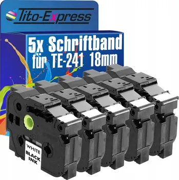 Pásek do tiskárny 5x Páska do Brother P-Touch 18mm 8m bílá Tze-241