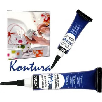 Speciální výtvarná barva Konturovací barva porcelaine 150 barva MING BLUE (modrá).Výrobce pébéo.
