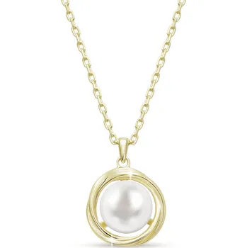 Řetízek Stříbrný řetízek s perlou - pozlaceno 14k zlatem