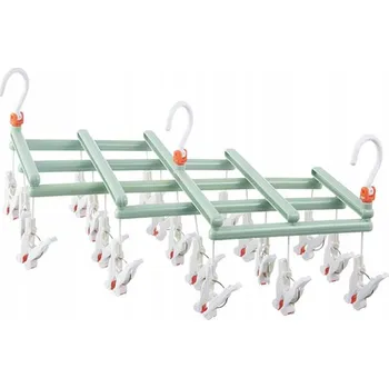 Sušák na prádlo Praktický skládací sušák na oblečení s klipy, 19 klipů, sada