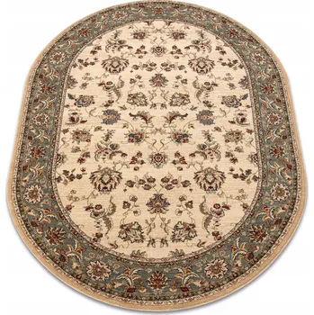 Koberec Koberec do OBÝVÁKU vlněný POLONIA ovál MADRAS květiny jasmín 2 zelený 170x235 cm