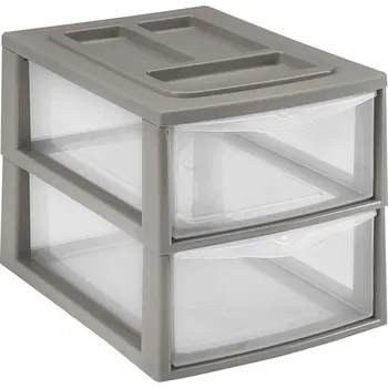 Úložný box HEIDRUN Pořadač A4 2 šuplíky hnědý