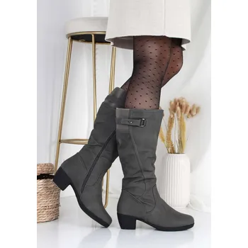 Dámské kozačky Xisuxin Dámské kozačky na podpatku A631-2G šedá 39