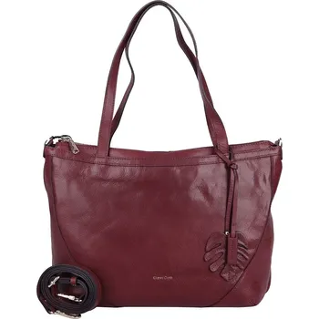 Kabelka Tříoddílová velká značková kožená kabelka na rameno Gianni Conti 494 tmavěčervená