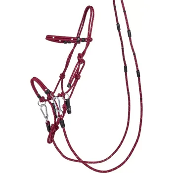 Multifunkční jezdecká ohlávka s otěžemi QHP (Lze použít s udidlem, bez udidla, nebo s oběma současně.)