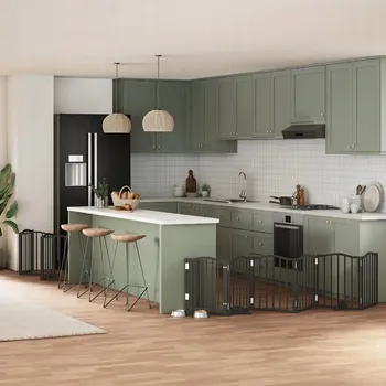 klec pro psa VidaXL Zábrana pro psy s dvířky skládací 15 panelů černá 750 cm topol