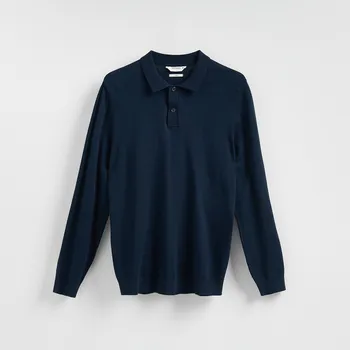 Pánský svetr Reserved - Viskózový polo svetr - tmavomodrá - 019FR-59X - 019FR-59X-XXL