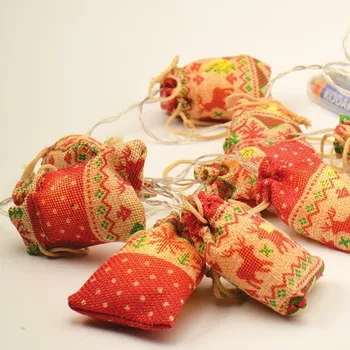 Vánoční dekorace ACA Lighting tkané tašky, 10 LED dekorační řetěz WW na baterie (2xAA) IP20 135+15cm čirý přívodní kabel X07101148