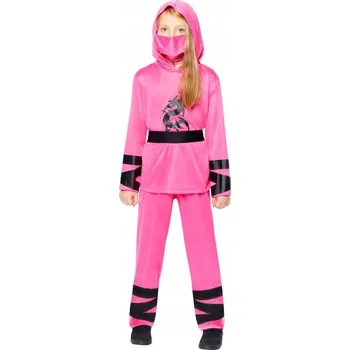 Karnevalový kostým KOSTÝM DRAČÍ NINJA BOJOVNÍK STÍNU RŮŽOVÝ 128