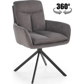Jídelní židle Jídelní otočné křeslo JEREMY — kov, látka, šedá