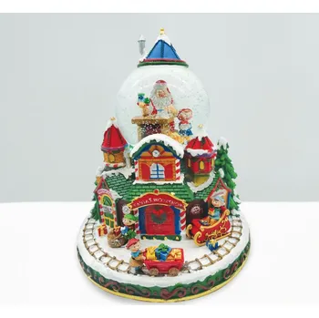 Vánoce ACA Lighting LED RGB vesnička se zasněženou koulí s hudbou 220-240V/ 3AA na baterie 23x22x26.5cm X0319