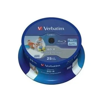 Optické médium VERBATIM BD-R SL Datalife 25GB 6x WIDE PRINTABLE spindle 25pck/BAL