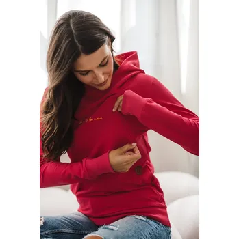 Těhotenská mikina Těhotenská a kojící mikina 3v1 Milk Please - magenta, bavlněná Velikost: S