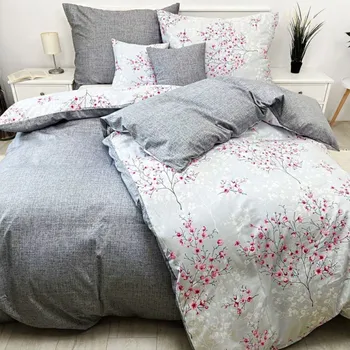 Povlečení Bavlněné Saténové povlečení Sit + Sakura oboustranné Zapínání: zip, Velikost polštáře: 50x70, Velikost přikrývky: 140x200