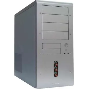 PC skříň AEROCOOL R55 Silver, ATX bez zdroje, Stříbrná, USB2, Audio