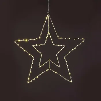 Venkovní osvětlení ACA Lighting stříbrná hvězda 113 LED, WW, 220-240V, IP44 56CM + 3m transparentní napájecí kabel X0611314224