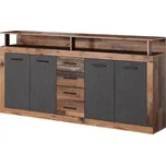 Komoda Luna 190 cm dub Matera tmavý/šedá