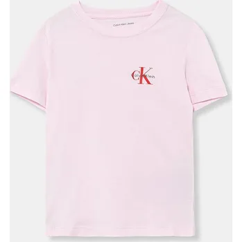 Dětské bavlněné tričko Calvin Klein Jeans IU0IU00719.104.116.PPY2 růžová 30X, vel. 116