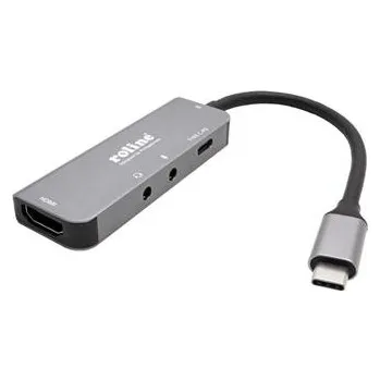 Redukce Roline Multiport adaptér USB C (M) -> HDMI A(F) 4K@60Hz, 2x audio, USB C (PD)