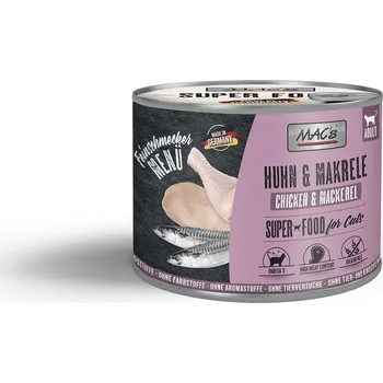 Krmivo pro kočku MAC's Cat labužnické menu s kuřetem a makrelou 6× 200 g