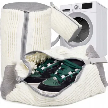 Sáček na praní bot do pračky, ochranný vak z mikrovlákna, bílý/krémový