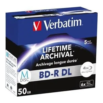 Optické médium VERBATIM M-DISC BD-R DL 50GB, 6x, jewel case 5 ks