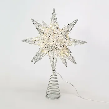 Vánoční osvětlení ACA Lighting stříbrná hvězda na stromeček 20 MINI WW LED na baterie 3xAA, IP20 28x5x20cm X112011282