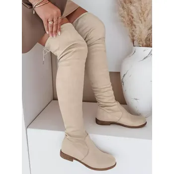 Dámské kozačky Dámské boty DSTREET ZY0573 BÉŽOVÁ 38