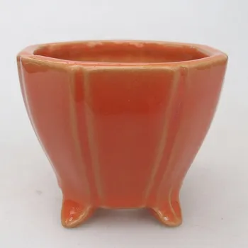 Květináč Keramická bonsai miska 7,5 x 7,5 x 6 cm oranžová
