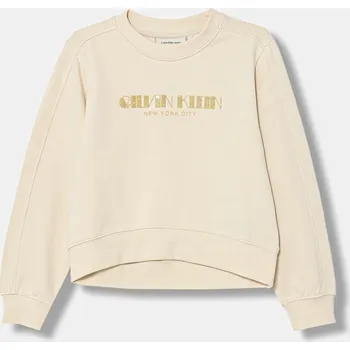 Chlapecká mikina Dětská bavlněná mikina Calvin Klein Jeans IG0IG03069.128.176.PPY2 béžová 12X, vel. 176