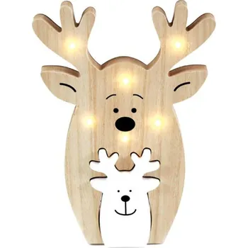 Vánoční světelná dekorace ACA Lighting dřevěná dekorace malý a velký sob 6 LED WW na baterie (2xAAA) IP20 18x2.4x25cm X0761156