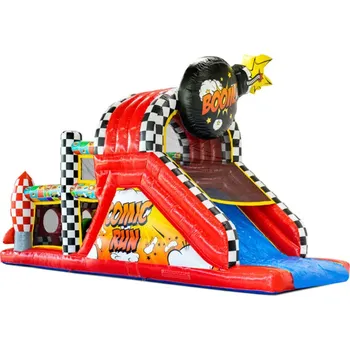 Skákací hrad Nafukovací skluzavka Komiks | Velký skákací hrad - opičí dráha | Profi provedení | Certifkováno