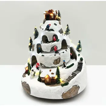 Vánoce ACA Lighting LED dekorace s lyžaři s hudbou 220-240V 21x21x25cm X0331