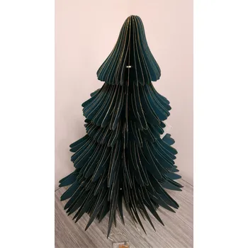 Vánoční stromek 3D Stromek papírový 50 cm s LED, zelený se zlatým glitrem