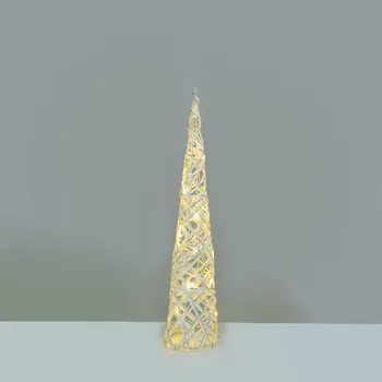 ACA Lighting bílý + stříbrný kuželový strom 20 mini WW LED na baterie 3xAA, IP20 pr.13x40cm X11201118