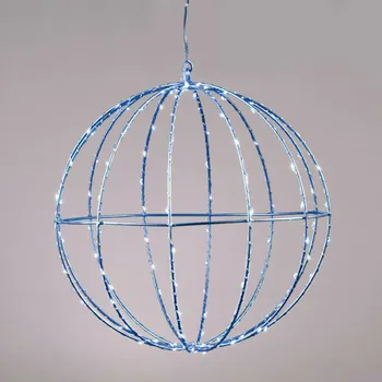 Venkovní osvětlení ACA Lighting D20CM stříbrná koule 96 LED, modrá, 220-240V, IP44, 3m transparentní napájecí kabel X069664226