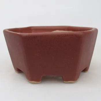 Květináč Keramická bonsai miska 10,5 x 9,5 x 5 cm vínová