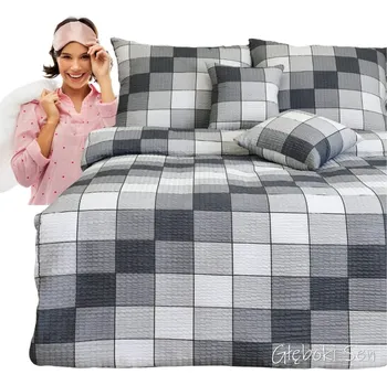 Povlečení Krepové povlečení 160x200 2x70/80 Mřížka 3D Šedá Hrubá Kůra Vysoká