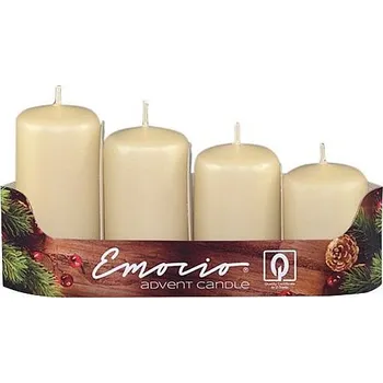 Svíčka Svíčka adventní Emocio Perla stupňovité krémové pr. 40mm 4ks